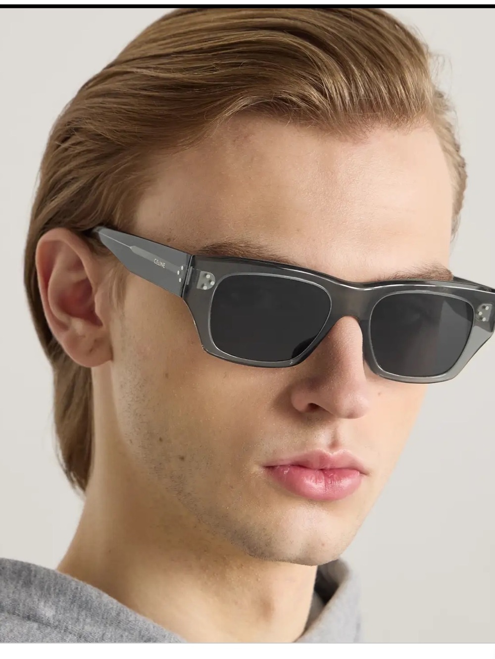 Celine Gray Rectangular Sunglasses with Dark Lenses